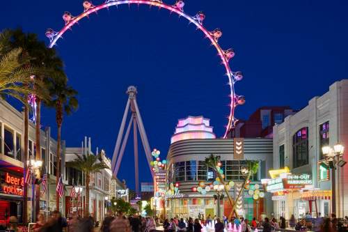 View of the High Roller Ferris Wheel, highest point in Las Vegas